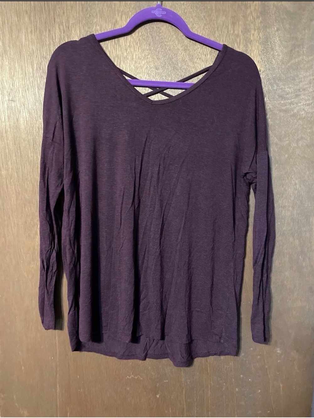 Garage Women's Long-Sleeve Crisscross Back Top - Plum